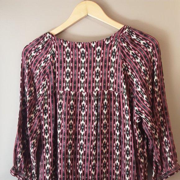 🌞 Forever 21 Women's Boho Southwest Flowy Top Blouse | Size Medium - Picture 7 of 12